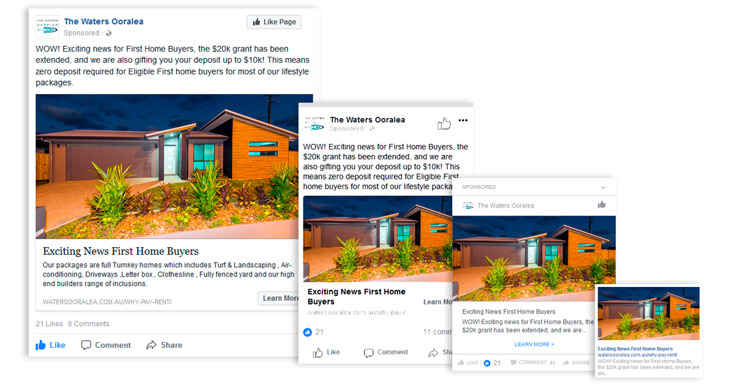 Various facebook ad sizes